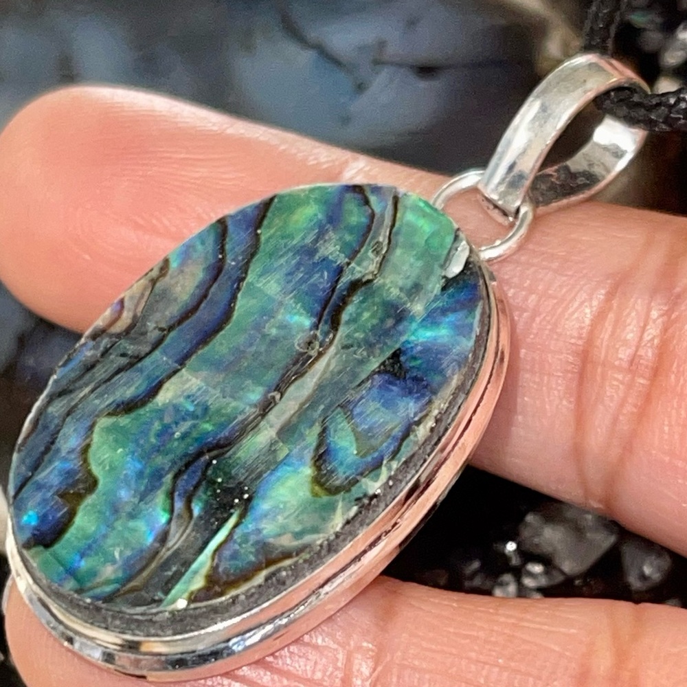 Iridescent Abalone Shell Pendant 1 7/8” - Picture 8 of 17